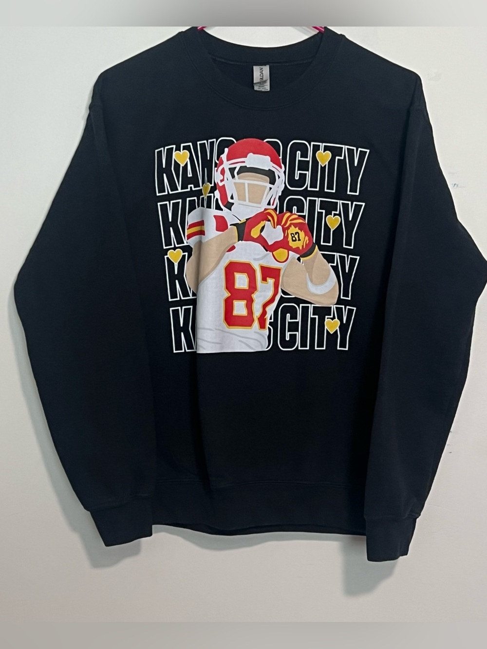 Black Kansas City’s Travis Kelce Football Graphic Crewneck #0070